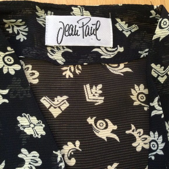 Jean Paul Germany Sheer Crisscross Navy and cream Body Suit Small Size 6 - Picture 6 of 15